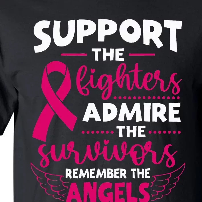 Angel Wing Support The Fighters Breast Cancer Awareness Tall T-Shirt