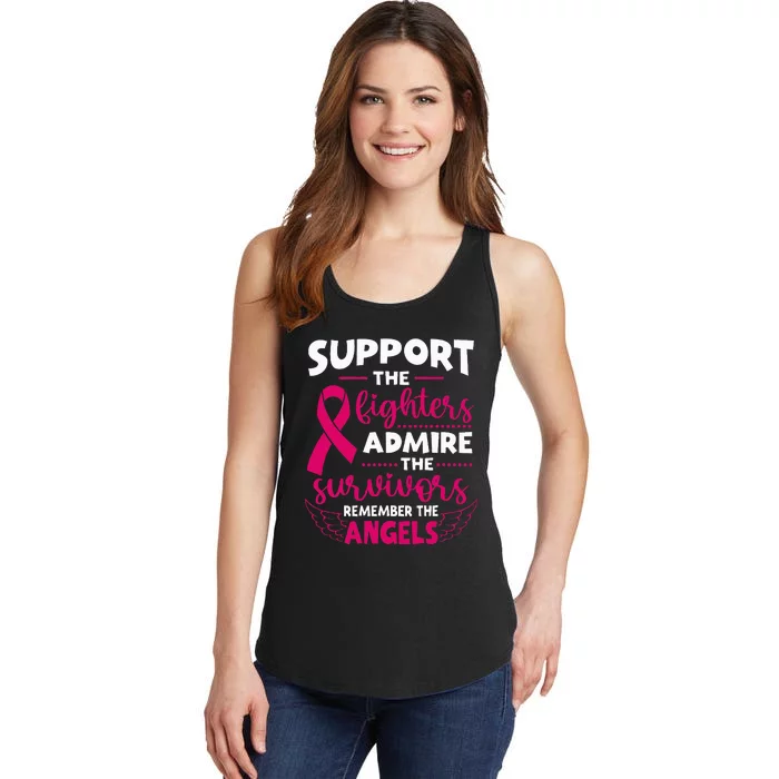 Angel Wing Support The Fighters Breast Cancer Awareness Ladies Essential Tank