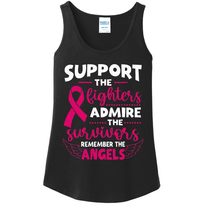 Angel Wing Support The Fighters Breast Cancer Awareness Ladies Essential Tank