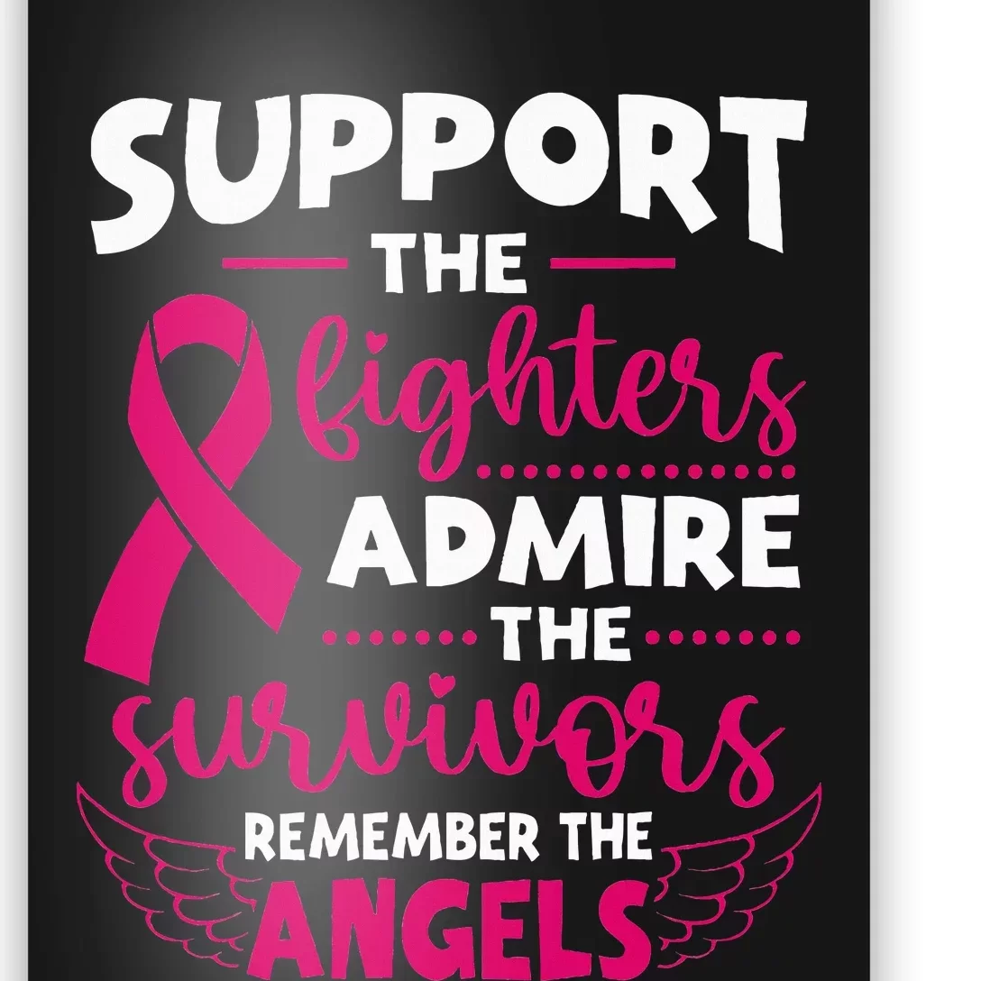 Angel Wing Support The Fighters Breast Cancer Awareness Poster