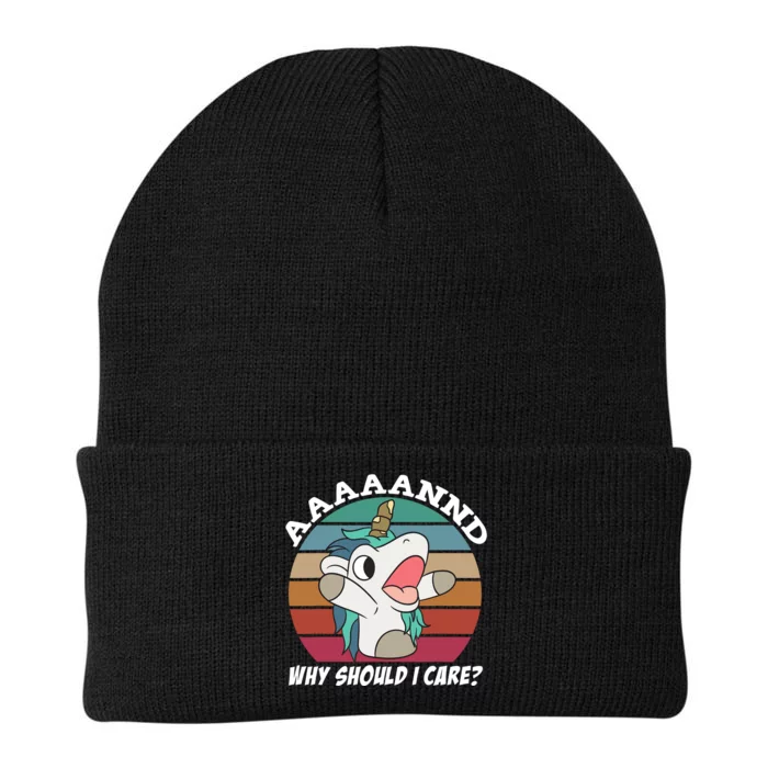 And Why Should I Care? Funny Sarcastic Unicorn Knit Cap Winter Beanie