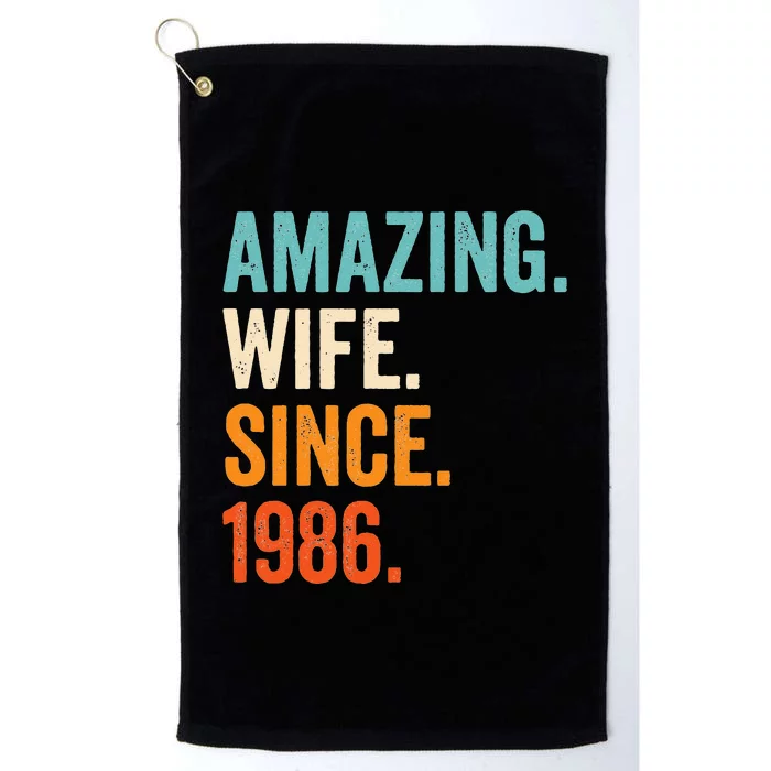 Amazing Wife Since 1986 37th Wedding Anniversary Platinum Collection Golf Towel