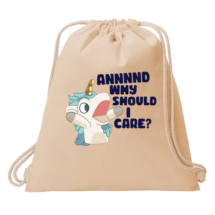 And Why Should I Care Funny Unicorn Drawstring Bag