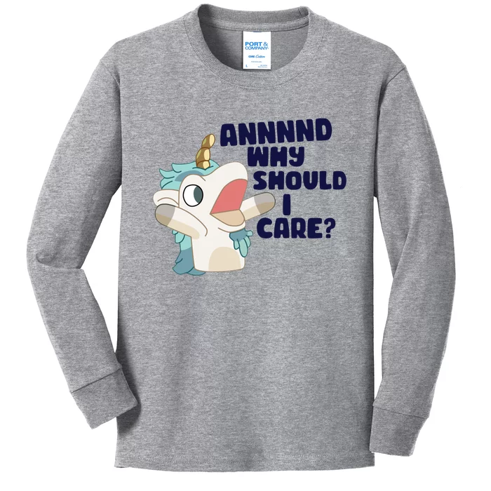 And Why Should I Care Funny Unicorn Kids Long Sleeve Shirt