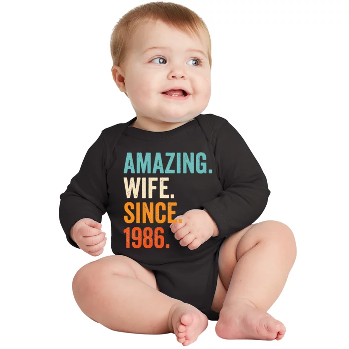 Amazing Wife Since 1986 37th Wedding Anniversary Baby Long Sleeve Bodysuit