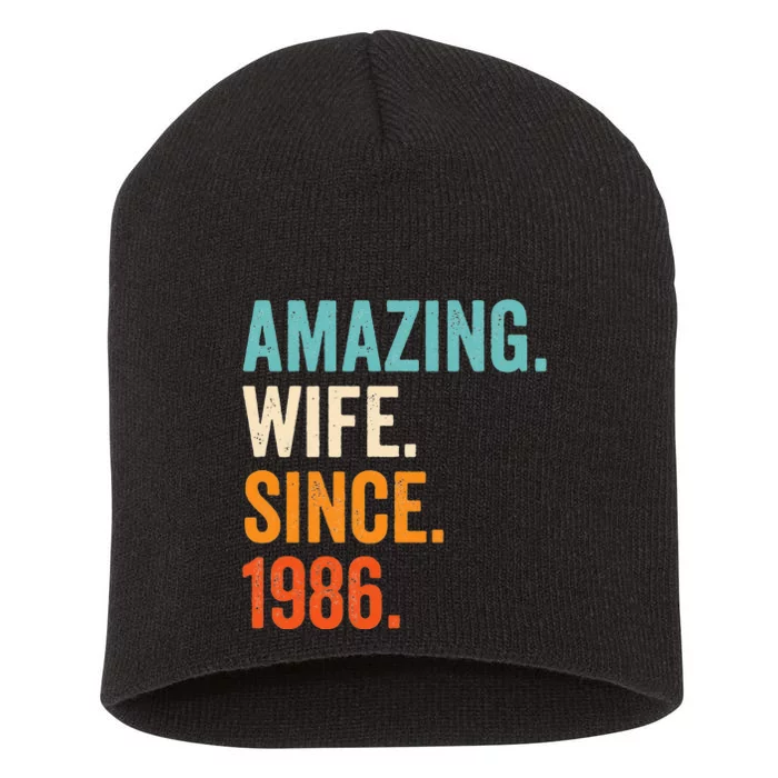 Amazing Wife Since 1986 37th Wedding Anniversary Short Acrylic Beanie