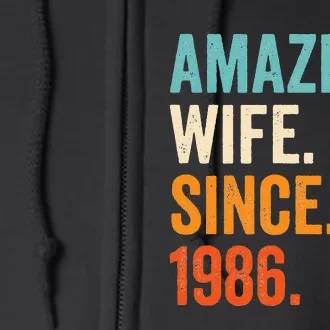 Amazing Wife Since 1986 37th Wedding Anniversary Full Zip Hoodie