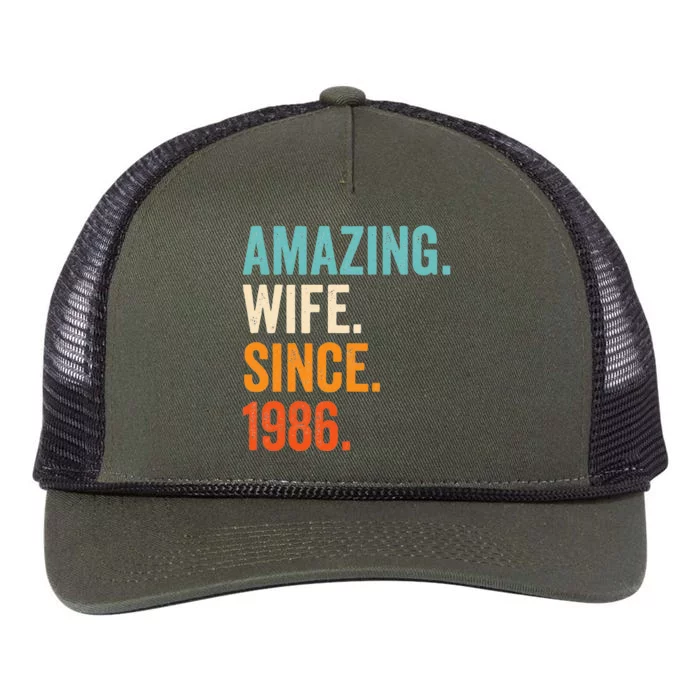 Amazing Wife Since 1986 37th Wedding Anniversary Retro Rope Trucker Hat Cap