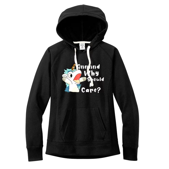 And Why Should I Care? Funny Sarcastic Unicorn Xmas Women's Fleece Hoodie