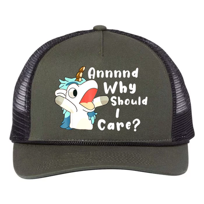 And Why Should I Care? Funny Sarcastic Unicorn Xmas Retro Rope Trucker Hat Cap