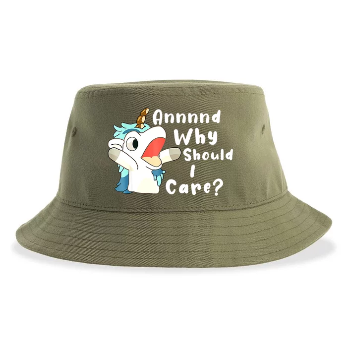 And Why Should I Care? Funny Sarcastic Unicorn Xmas Sustainable Bucket Hat