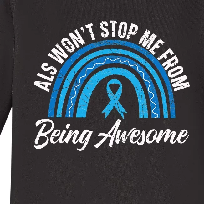 ALS Won't Stop Me From Being Awesome ALS Awareness Baby Long Sleeve Bodysuit