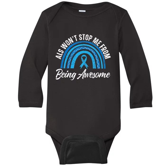 ALS Won't Stop Me From Being Awesome ALS Awareness Baby Long Sleeve Bodysuit