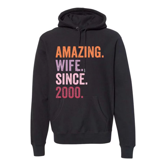 Amazing Wife Since 2000 24th Wedding Anniversary 24 Years Premium Hoodie