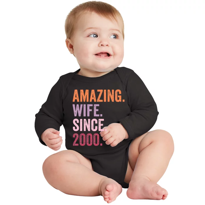 Amazing Wife Since 2000 24th Wedding Anniversary 24 Years Baby Long Sleeve Bodysuit