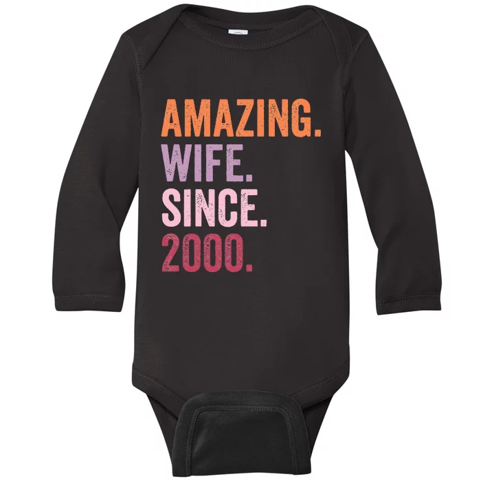 Amazing Wife Since 2000 24th Wedding Anniversary 24 Years Baby Long Sleeve Bodysuit