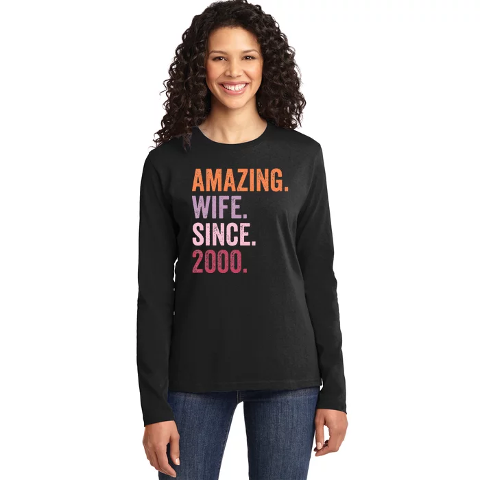 Amazing Wife Since 2000 24th Wedding Anniversary 24 Years Ladies Long Sleeve Shirt