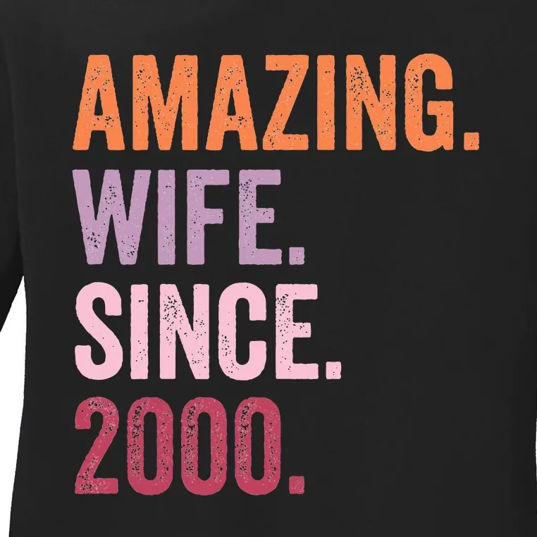 Amazing Wife Since 2000 24th Wedding Anniversary 24 Years Ladies Long Sleeve Shirt