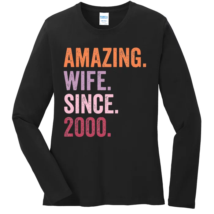 Amazing Wife Since 2000 24th Wedding Anniversary 24 Years Ladies Long Sleeve Shirt