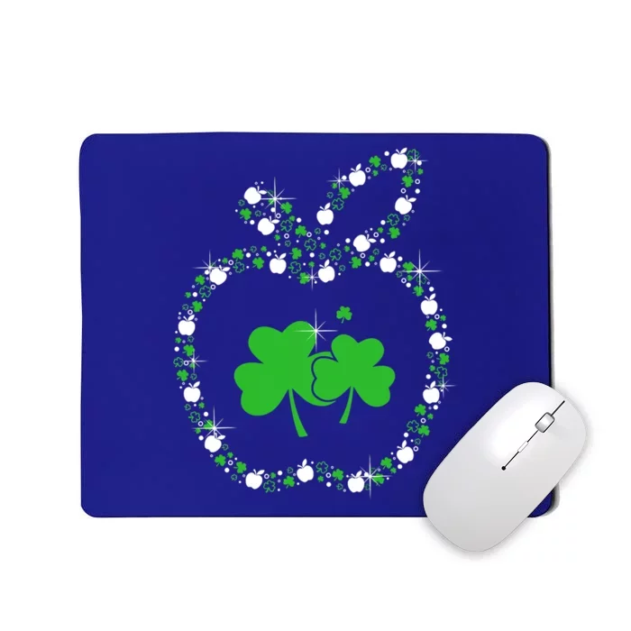 Apple With Shamrocks Teacher Happy St Patrick's Day Meaningful Gift Mousepad