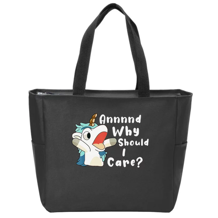 And Why Should I Care Funny Sarcastic Unicorn Xmas Zip Tote Bag