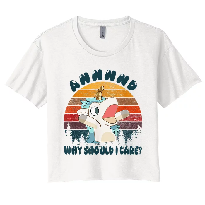 And Why Should I Care Funny Unicorn Lover Women's Crop Top Tee