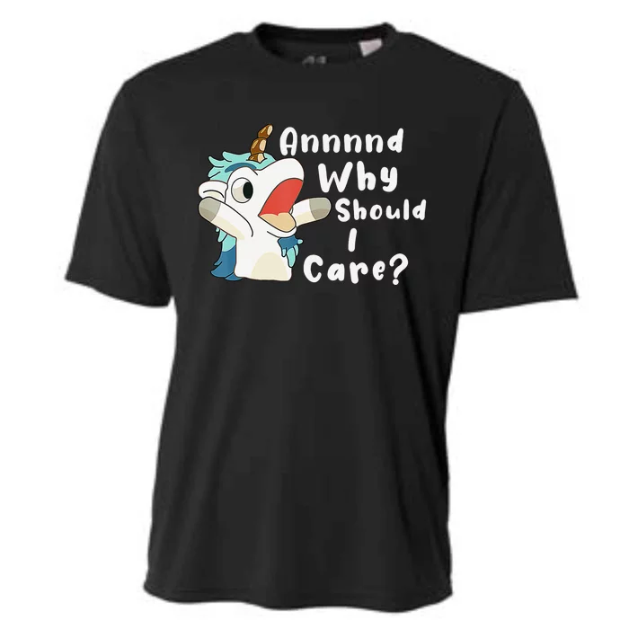 And Why Should I Care Funny Sarcastic Unicorn Xmas Cooling Performance Crew T-Shirt