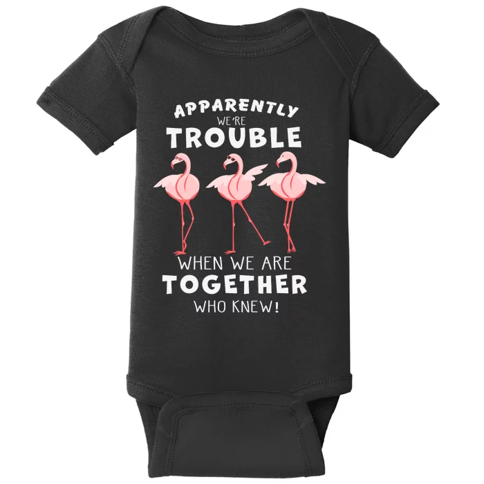 Apparently We're Trouble Flamingo Baby Bodysuit