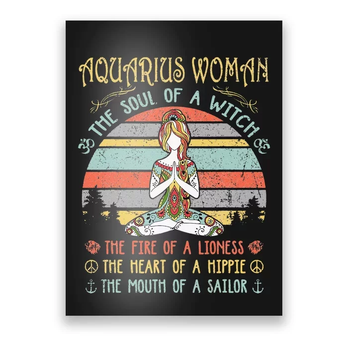 Aquarius Woman The Soul Of A Witch Vintage Birthday Poster