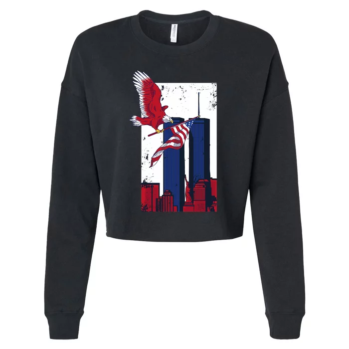 America World Trade Never Forget Cropped Pullover Crew