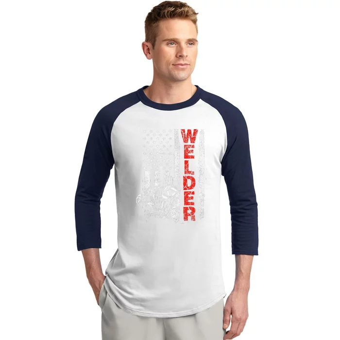 American Welder USA Flag Welding Construction Metalworking Baseball Sleeve Shirt