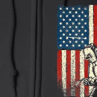 American Welder USA Flag Welding Construction Metalworking Full Zip Hoodie