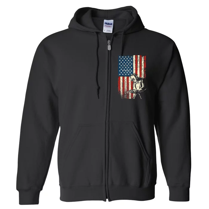 American Welder USA Flag Welding Construction Metalworking Full Zip Hoodie