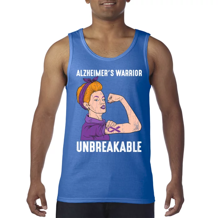 Alzheimer's Warrior Unbreakable Happy Awareness Graphic Gift Tank Top