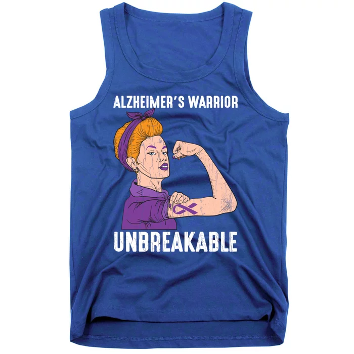 Alzheimer's Warrior Unbreakable Happy Awareness Graphic Gift Tank Top