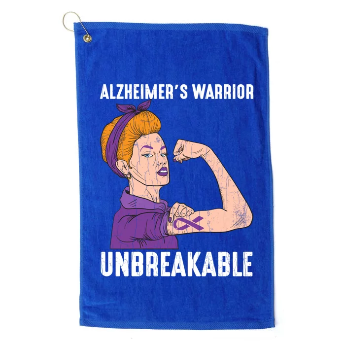 Alzheimer's Warrior Unbreakable Happy Awareness Graphic Gift Platinum Collection Golf Towel