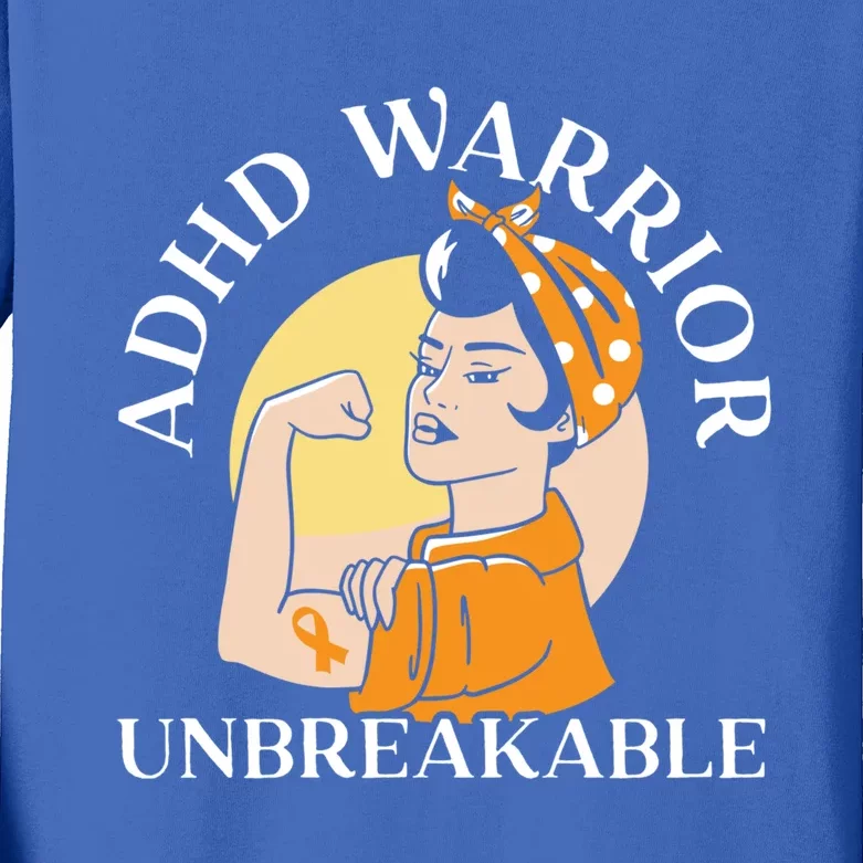 Adhd Warrior Unbreakable Embrace Neurodiversity Gift Kids Long Sleeve Shirt