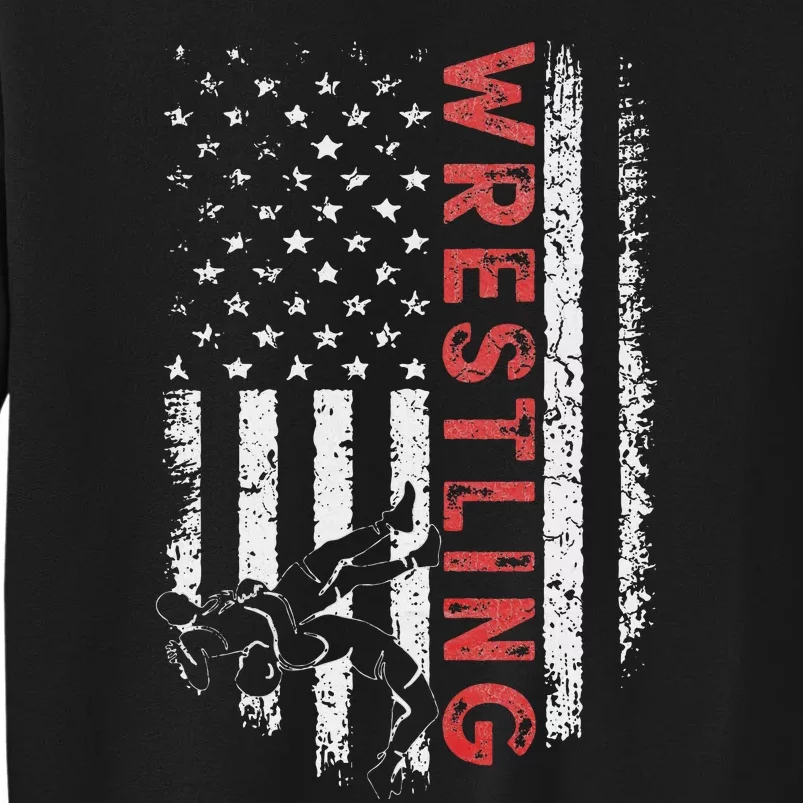 American Wrestling US Flag Wrestling For Wresters Tall Sweatshirt