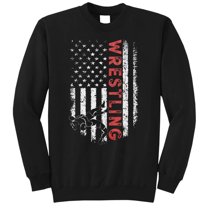 American Wrestling US Flag Wrestling For Wresters Tall Sweatshirt