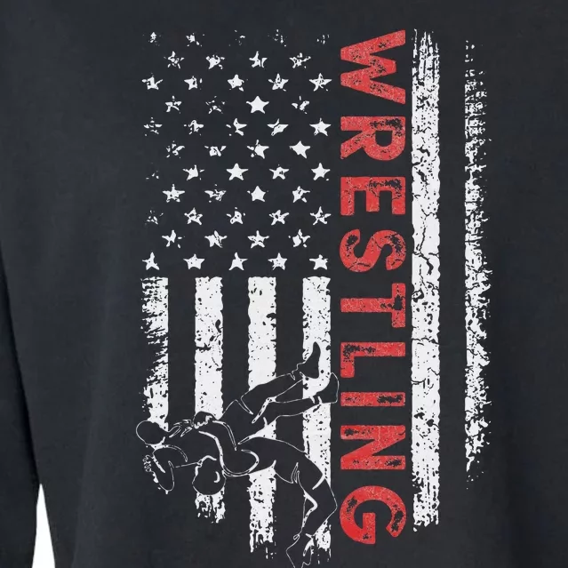 American Wrestling US Flag Wrestling For Wresters Cropped Pullover Crew