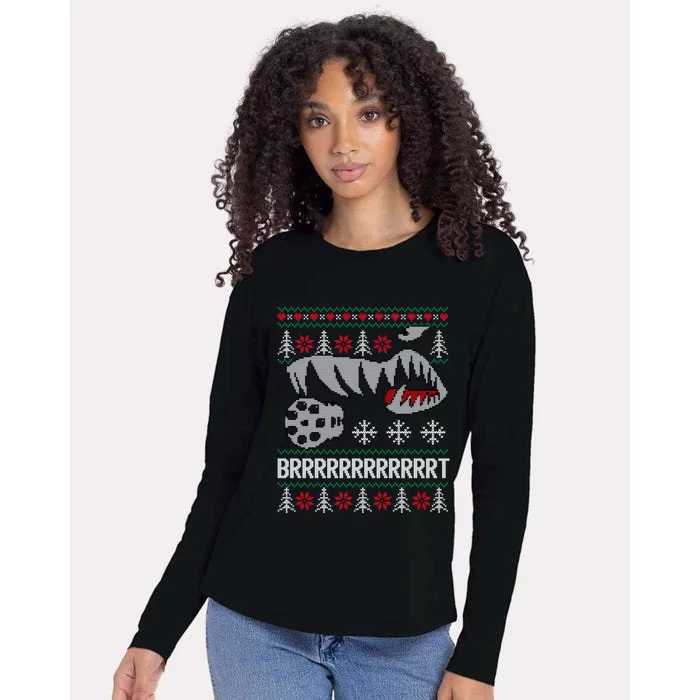 A10 Warthog Ugly Xmas Sweater Style Fighter Jet Usaf Gift Womens Cotton Relaxed Long Sleeve T-Shirt