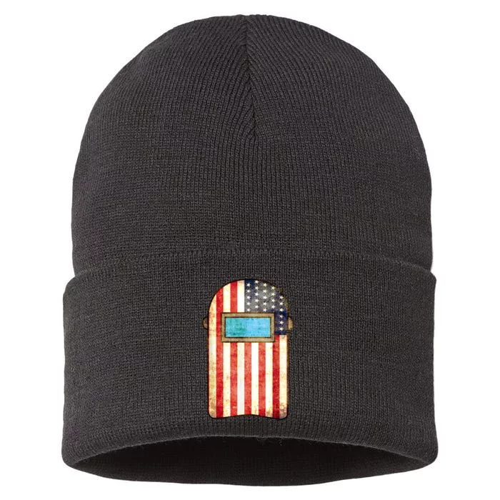 American Welder | US Flag Welding Hood Gift Sustainable Knit Beanie