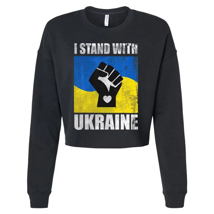 Against War Ukraine I Ukraine Flag I Stand With Ukraine Cropped Pullover Crew