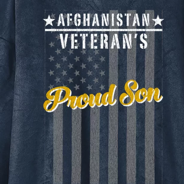 Afghanistan War Veteran Son Proud American Flag Gift Hooded Wearable Blanket