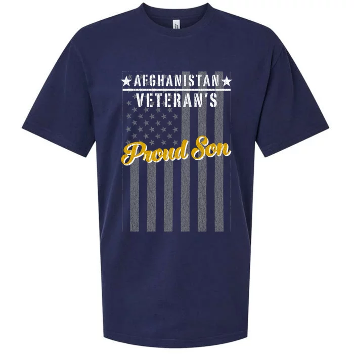 Afghanistan War Veteran Son Proud American Flag Gift Sueded Cloud Jersey T-Shirt