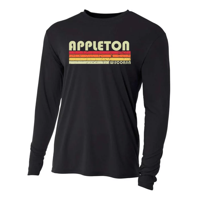 Appleton Wi Wisconsin Funny City Home Roots Gift Retro 80s Cooling Performance Long Sleeve Crew