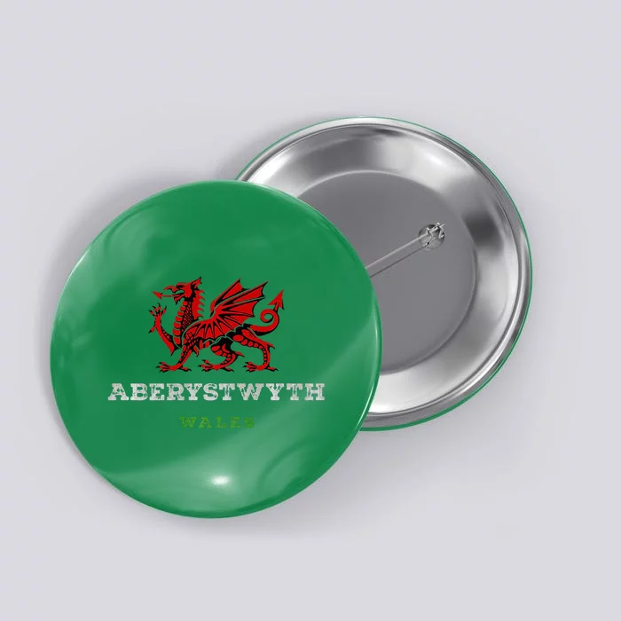 Aberystwyth Wales Welsh Dragon Flag Vintage Button