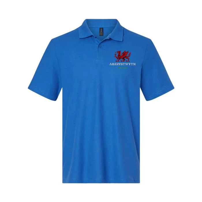 Aberystwyth Wales Welsh Dragon Flag Vintage Softstyle Adult Sport Polo