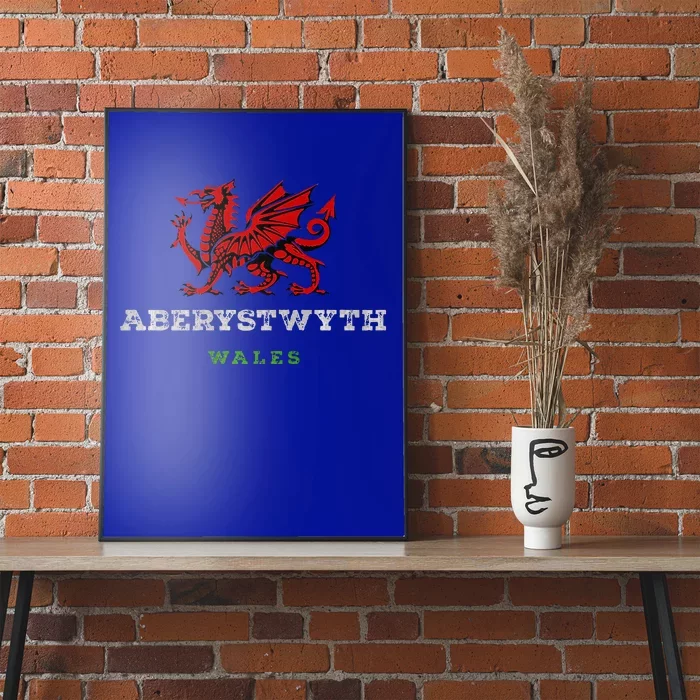 Aberystwyth Wales Welsh Dragon Flag Vintage Poster