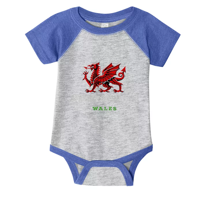 Aberystwyth Wales Welsh Dragon Flag Vintage Infant Baby Jersey Bodysuit